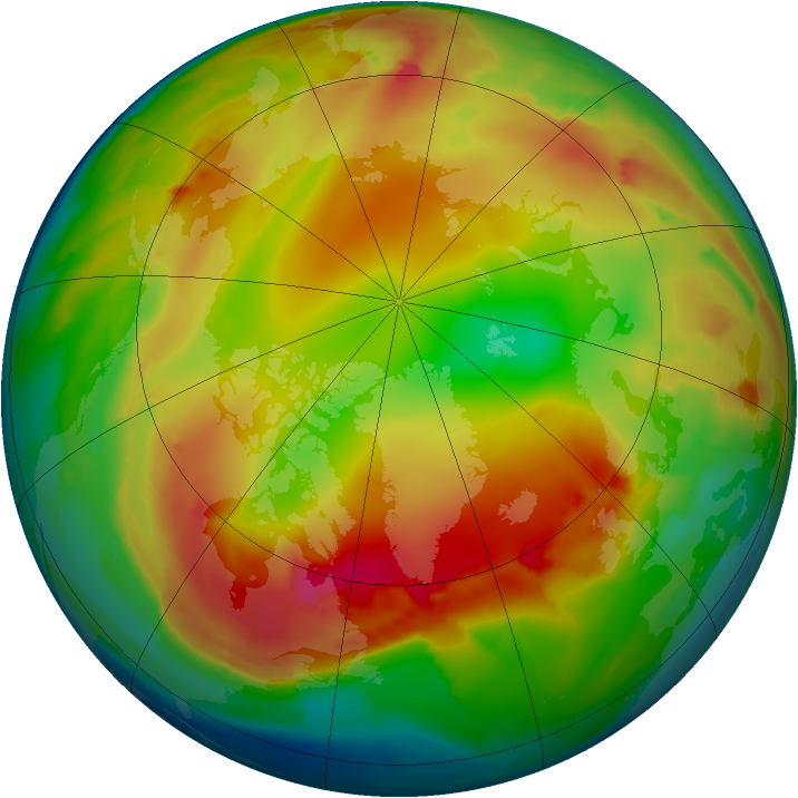 Arctic ozone map for 10 January 2015